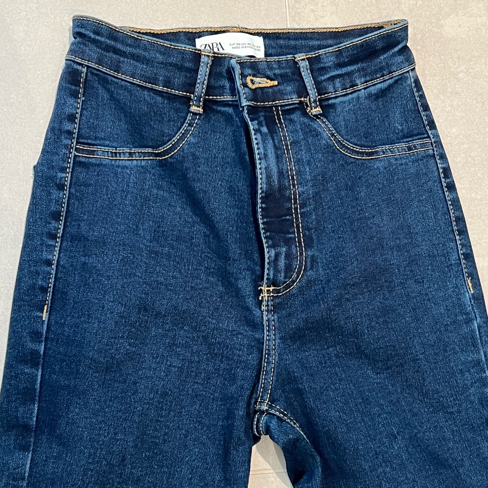 Zara women size USA 02 high waisted dark blue jeans skinny NWOT Y2K fall winter